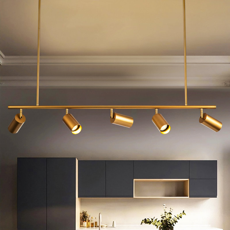 Abramson 43.31'' 5 -Light Standard Track Kit with Dimmable and Adjustable Head, Brass