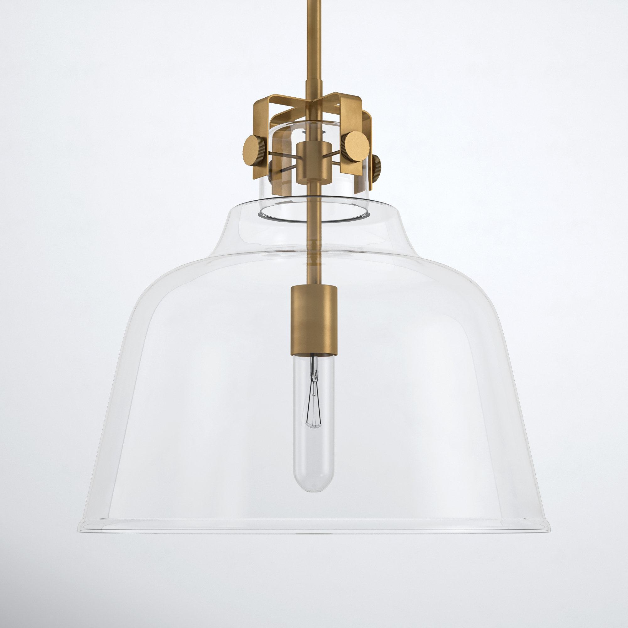 Zander Single Light Glass Steel Dimmable Pendant