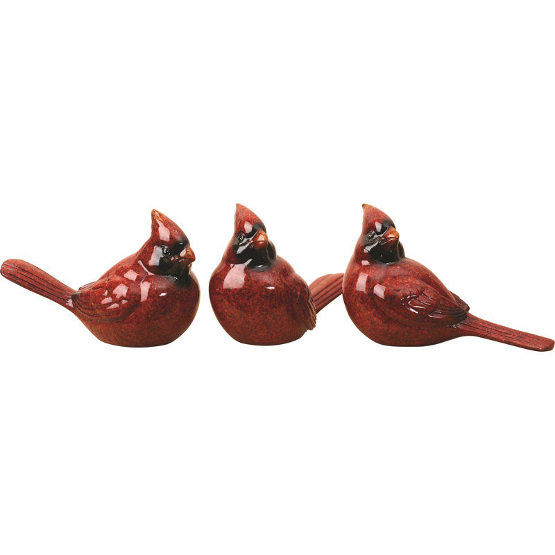 Figurine de résine cardinal, oiseau, rouge, résine, ensemble de 3, table, salon, Noël, décoration de la maison