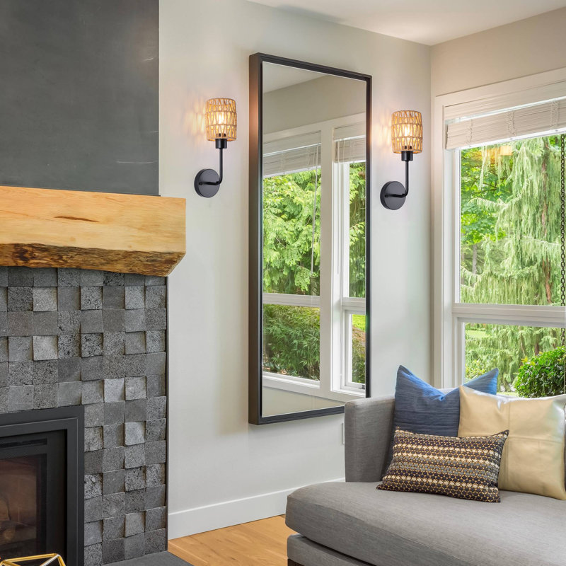 Farmhouse Rattan Dimmable Armed Sconce