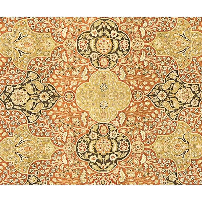 High-Quality Hand-Knotted Rust And Gold Area Rug