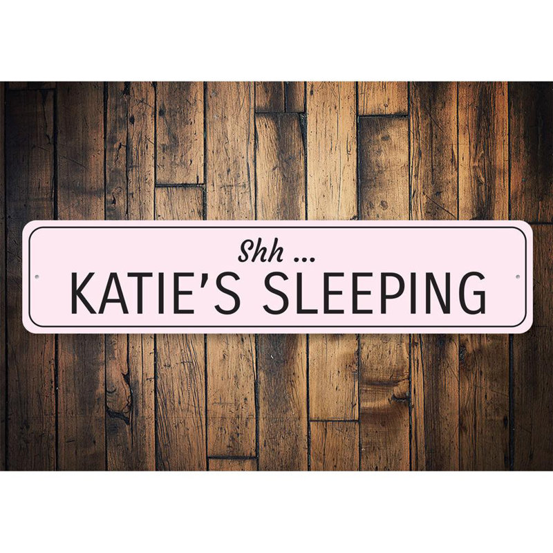 Signe en aluminium «Sleeping Baby», H 6 po x l 24 po x P 0,063 po