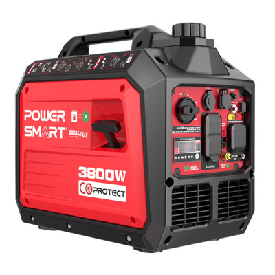 PowerSmart Dual Fuel Inverter Generator,3800W Strat Rated, 3300 Running Rated, CO Alarm, 30A Outlet, Parallel Capability, Home Backup & Outdoor Use