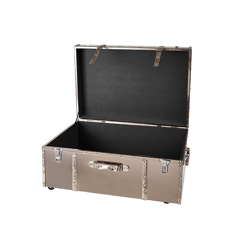 Texture Brand Designer Trunk with Wheels - Metallic, Bronze
