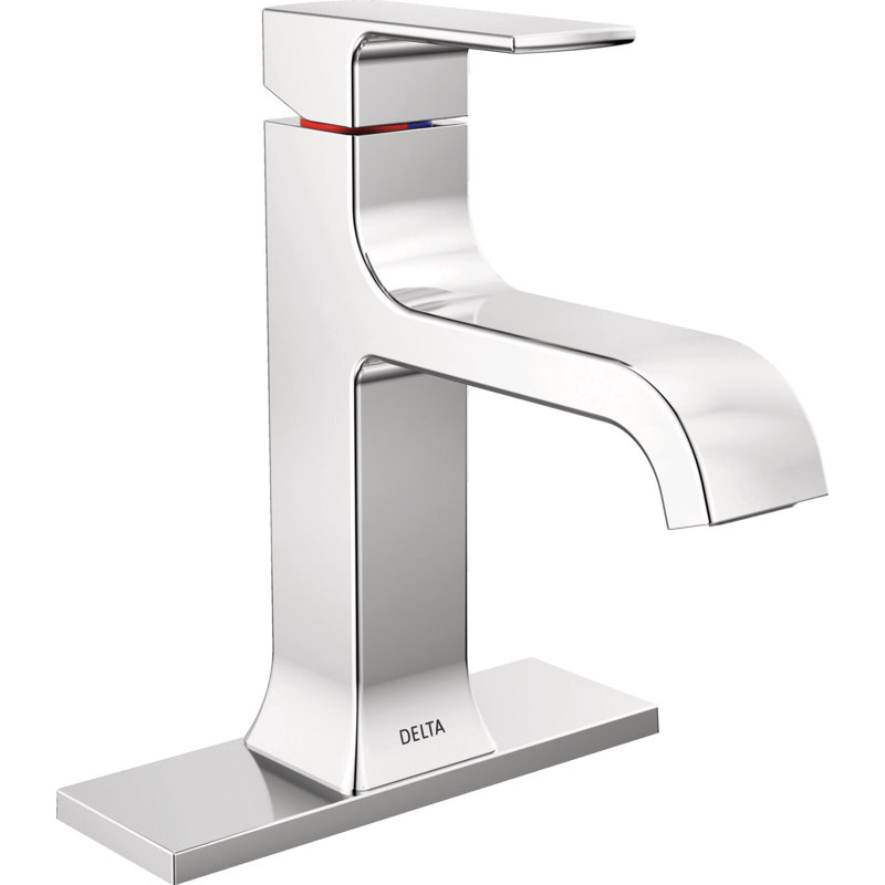 Robinet pour salle de bain à poignée simple avec drain Delta Velum, Chrome