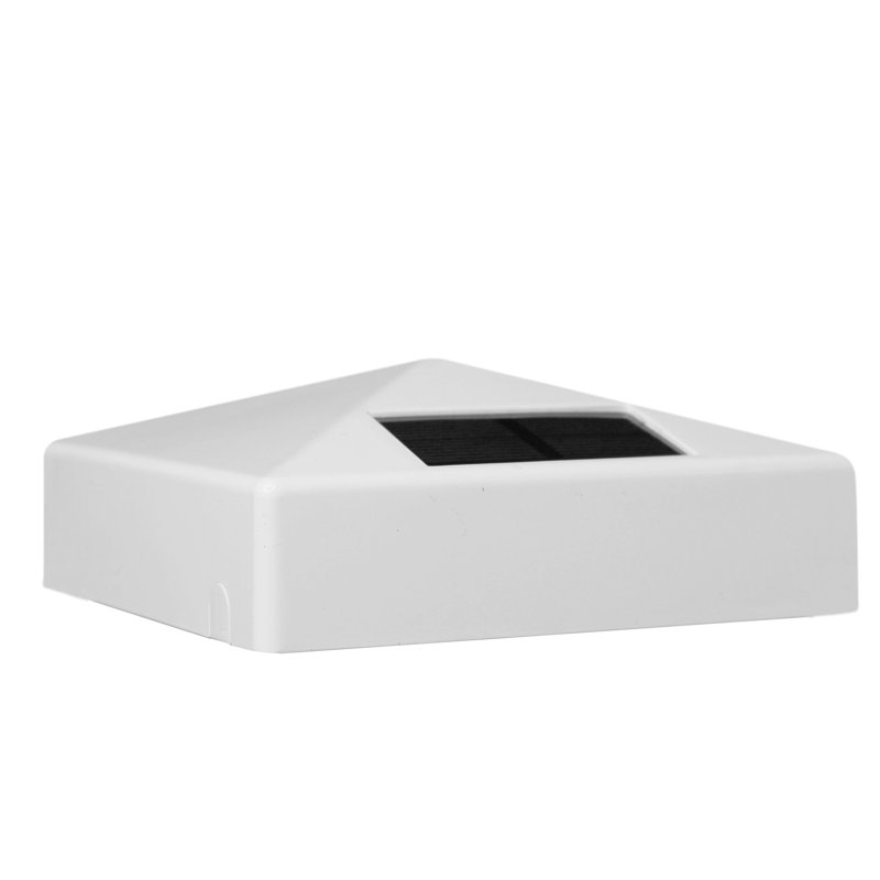 PVC Solar Powered Integrated LED Fence Post Cap, 1.75" H x 5.4" W x 5.4" D