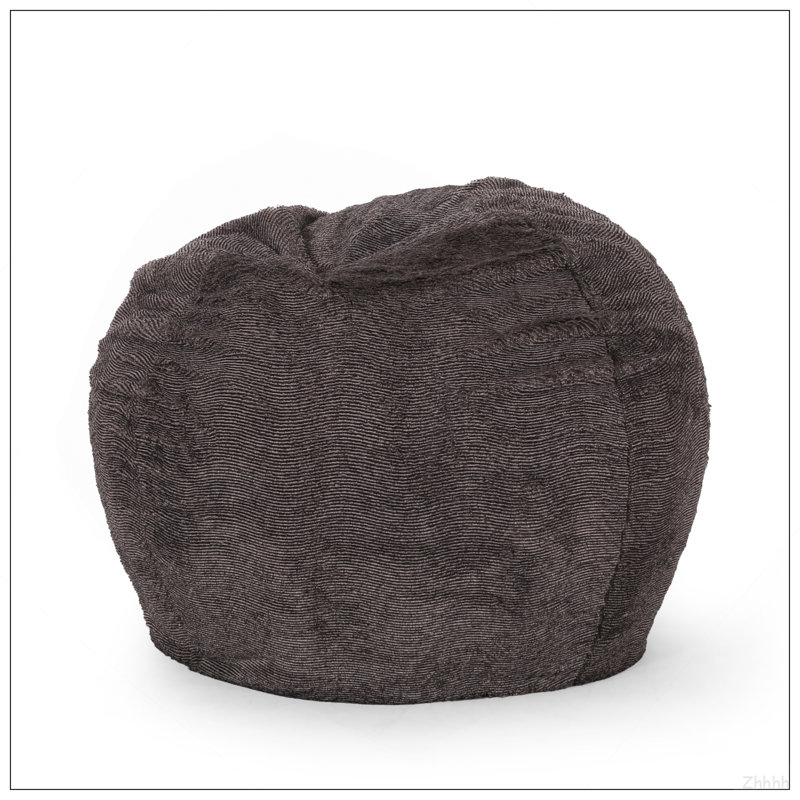 Fauteuil à billes arrondi en fausse fourrure 3 pieds Vida, brun / beige