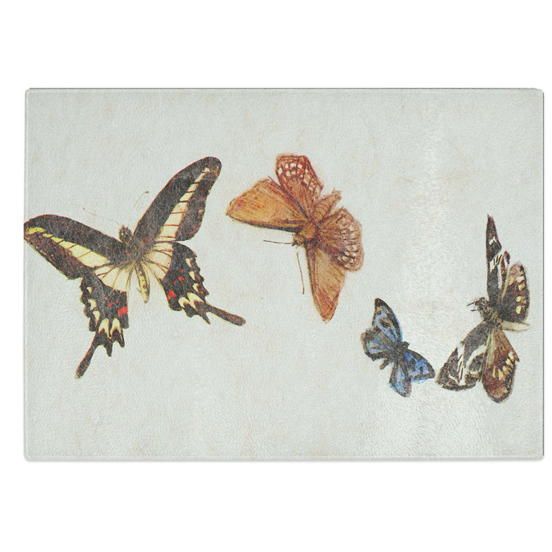 Glass Four Butterflies by Fujishima Takeji Chopping Board, 28.5 cm W x 20 cm L