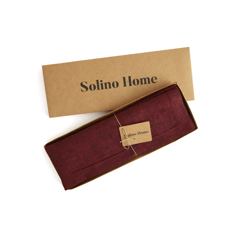 Red Garnet Linen Placemats Set for Elegant Fall Dining