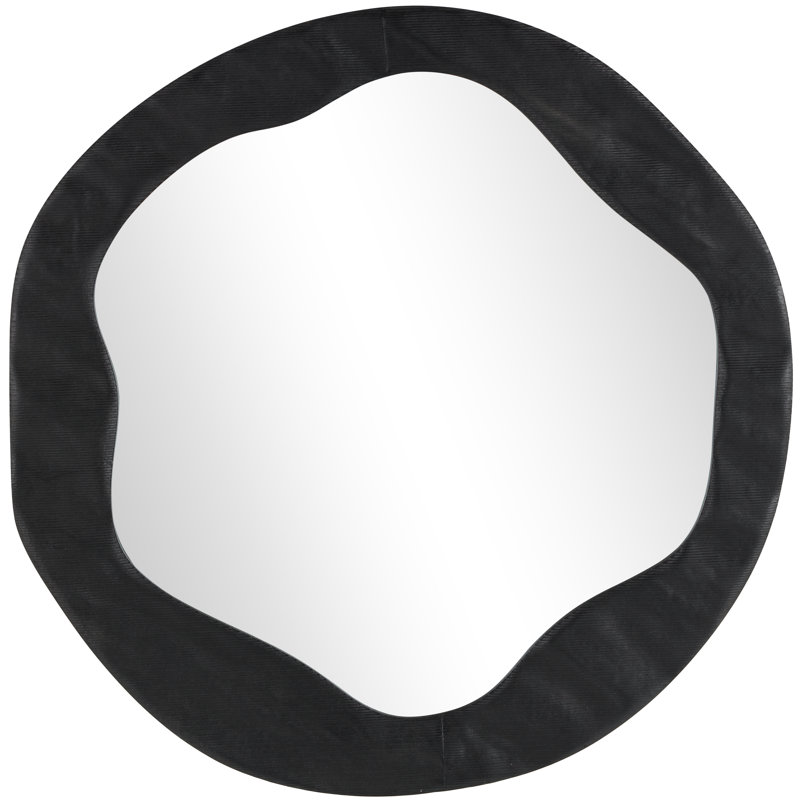 Wood Wavy Room Wall Mirror