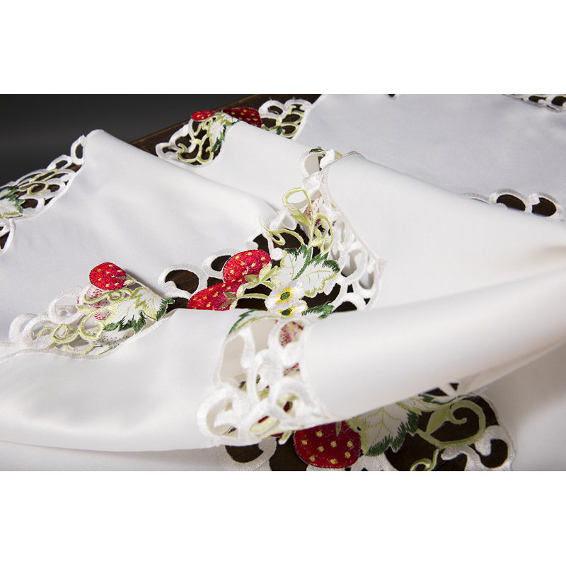 Strawberry Embroidered Cutwork Table Topper
