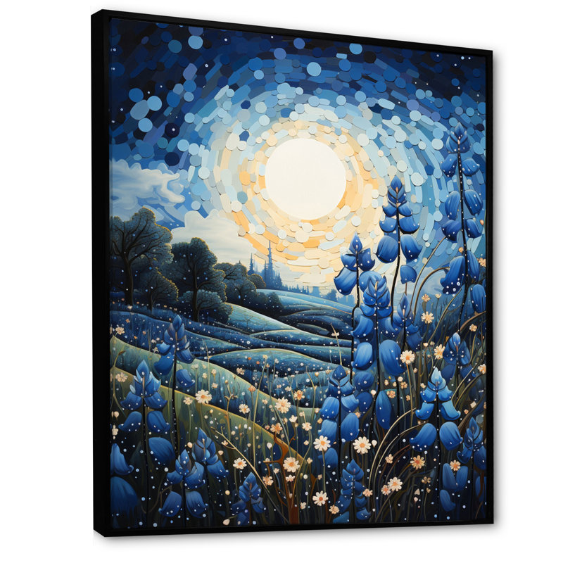 Bluebonnets Flower Blissful IV - impression, H 20 po x l 12 po x P 1 po, Cadre flottant noir