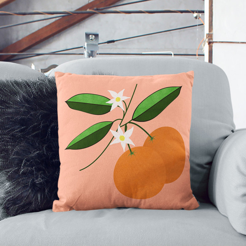 Orange Blossom Beige V2 Square Throw Cushion, 55cm H x 55cm W x 20cm D