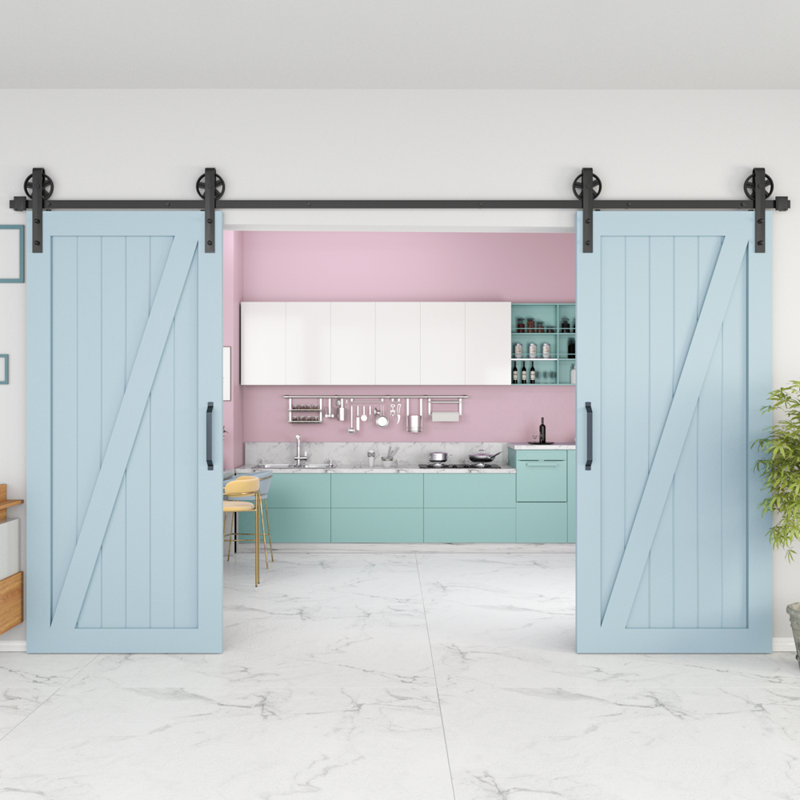 Ensemble de quincaillerie pour porte de grange coulissante double, 108 po