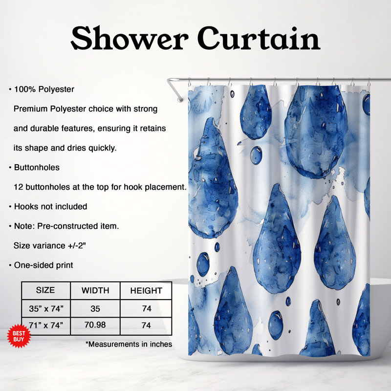 Rideau de douche Denim Rain - Premium, H 74 po x l 71 po