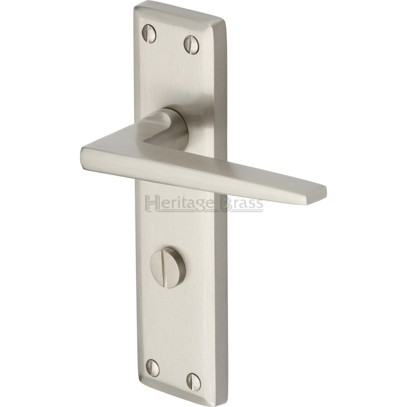 Heritage Brass Heritage Door Handle for Bathroom Kendal Design, Satin Nickel