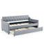 Lit de jour simple rembourré avec lit gigogne simple et chargement USB - Canapé-lit en lin gris pour chambre à coucher et salon-671244649