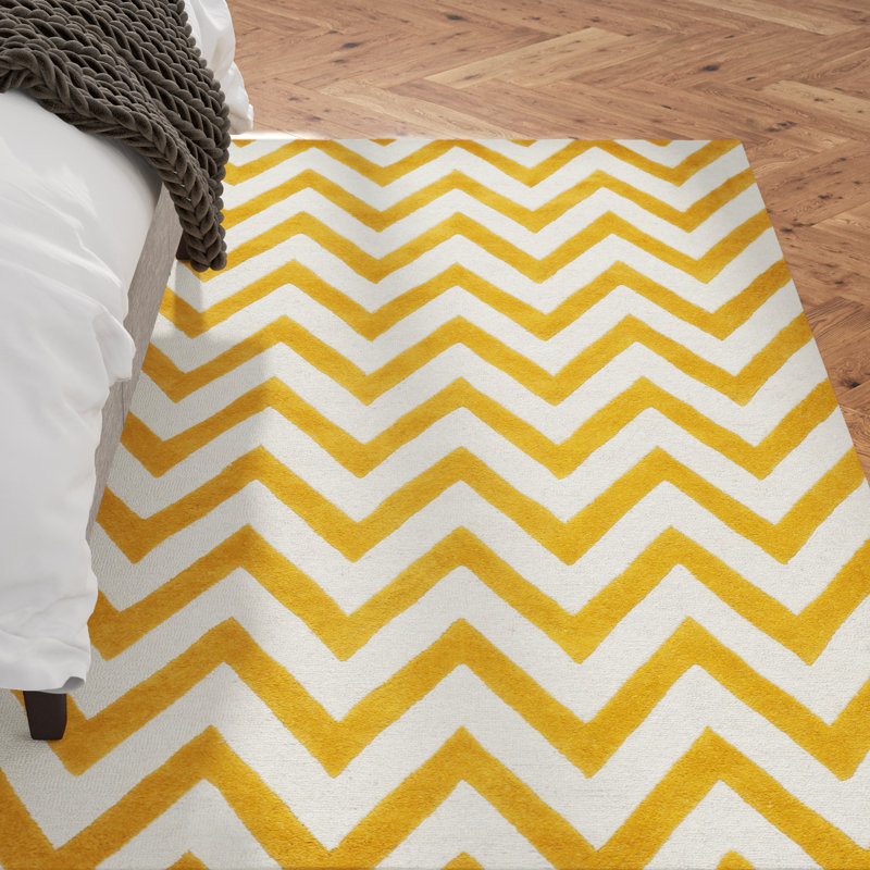 Nero Chevron Wool Hand Woven Area Rug, Rectangle 183 x 274 cm