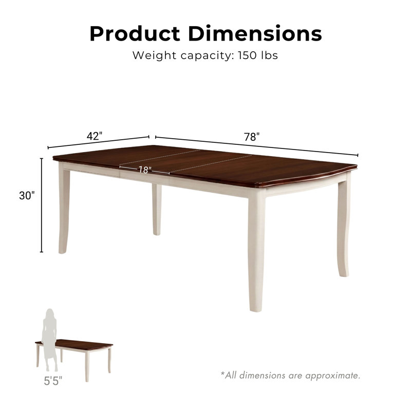 Fawziyah Extendable Dining Table, Cream White / Cherry