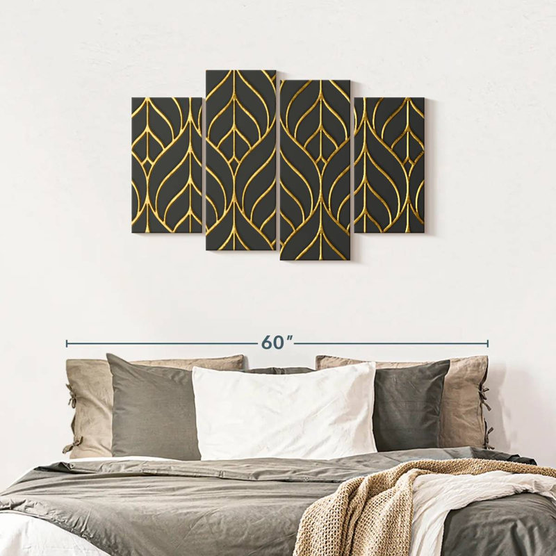 «Lattice Gold Leaves», reproduction d'art sur toile, H 43 po x l 27 po x P 1,25 po