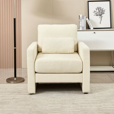 Fauteuil chic en chenille - base en bois massif pour plus de durabilité, un rembourrage luxueux s'adapte à un décor différent, facile à assembler.