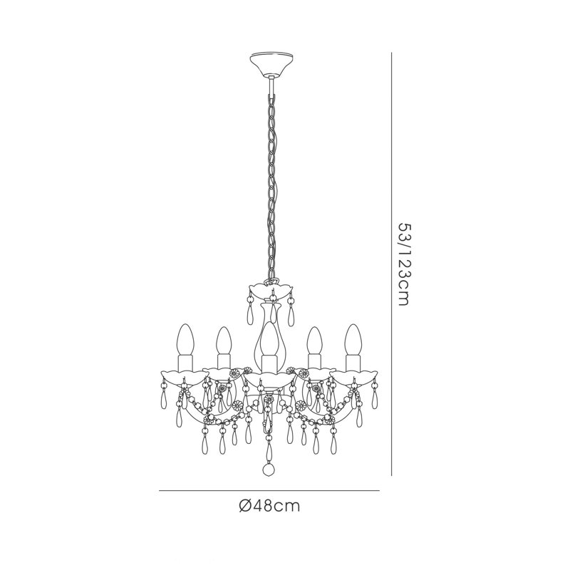 Grantham 5 - Light Candle Style Chandelier