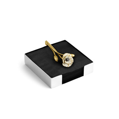 Anemone Stainless Steel and Marble Flat Napkin Holder