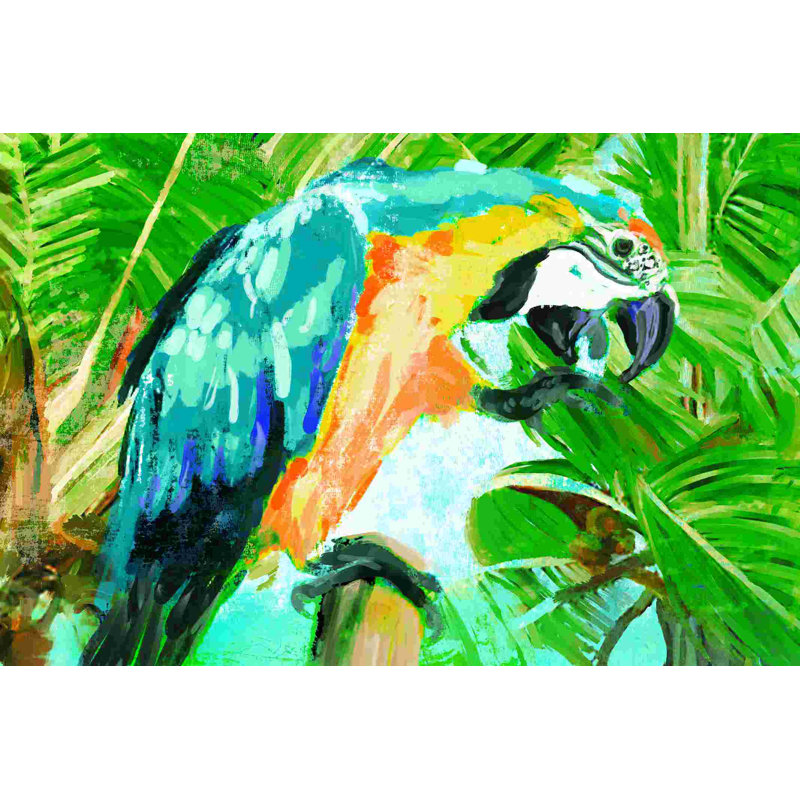 Un perroquet tardif - peinture sur toile tendue, H 12 po x l 18 po