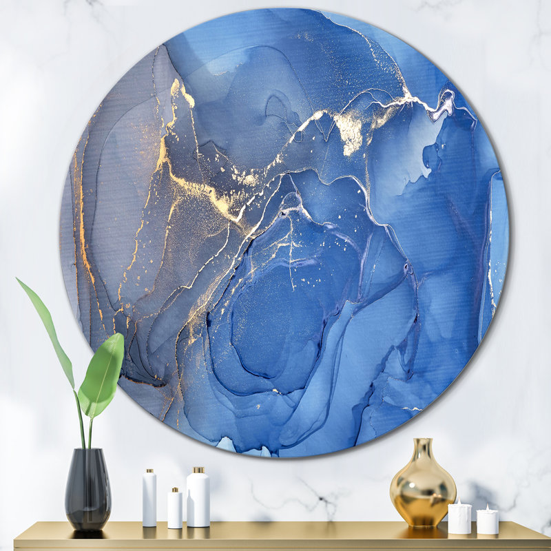 Encre bleue et grise, H 36 po x l 36 po