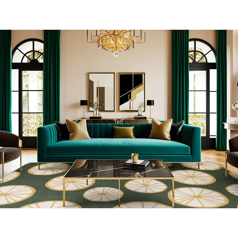  Tapis lavable avec pamplemousse et fruits blancs, Rectangle 7 pi x 9 pi