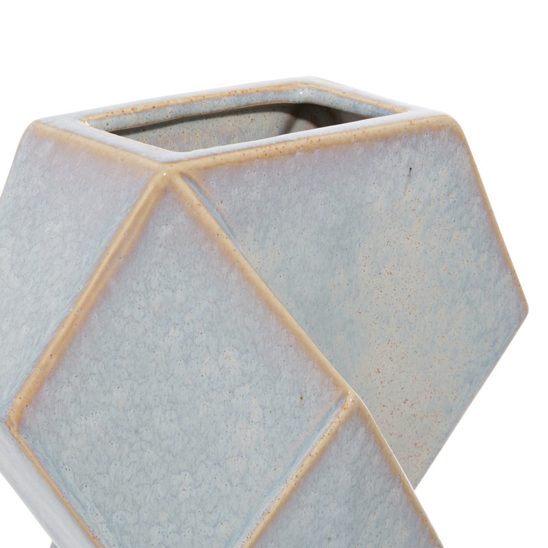 Cosmoliving By Cosmopolitan Blue Ceramic Contemporary Vase, 16 X 7 X 4, Blue