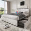 Base de lit double, tête de lit ergonomique, plateforme, prises, chargeur, tablette de rangement-790401833