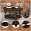 Table basse ovale en bois de 42 po pour le salon, table basse en bois massif à 2 niveaux-547488412-547488408