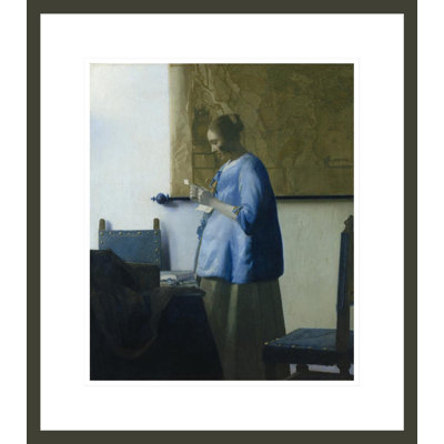 «Femme en bleu lisant une lettre» par Johannes Vermeer, impression giclée encadrée