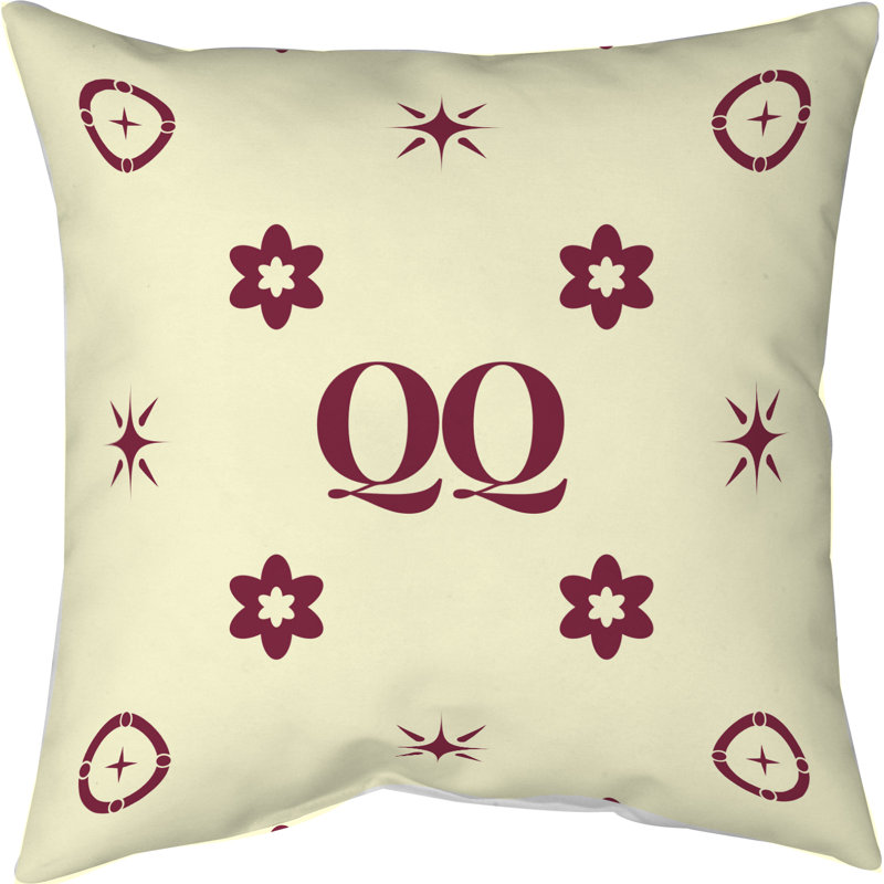 Coussin en polyester filé personnalisable 2 caractères de luxe Q Khieu Luxury, Rouge / crème / blanc / ivoire, Carrée