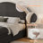 Bensu Luxury Curve-Shaped Headboard Bed Frame, Elegant Boucle Upholstered Platform Bed with Modern Design-756670531-756670535