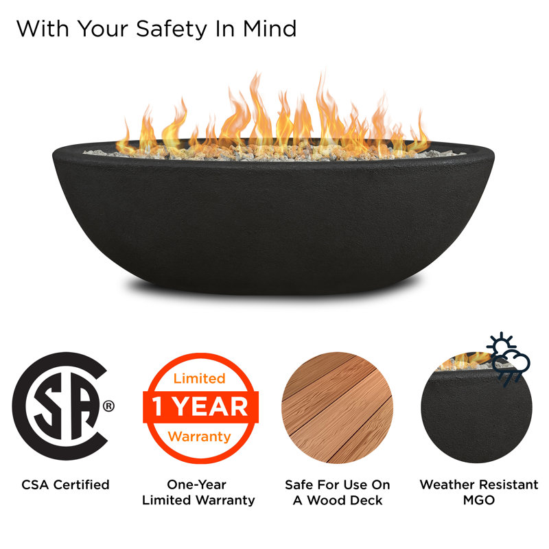 RIVERSIDE Oval Propane Fire Bowl by Real Flame, Shale, 15.25" H x 48.25" W x 28.25" D
