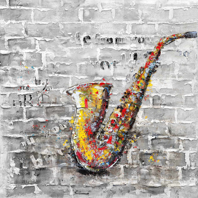 "Graffiti d'un saxophone" sur toile