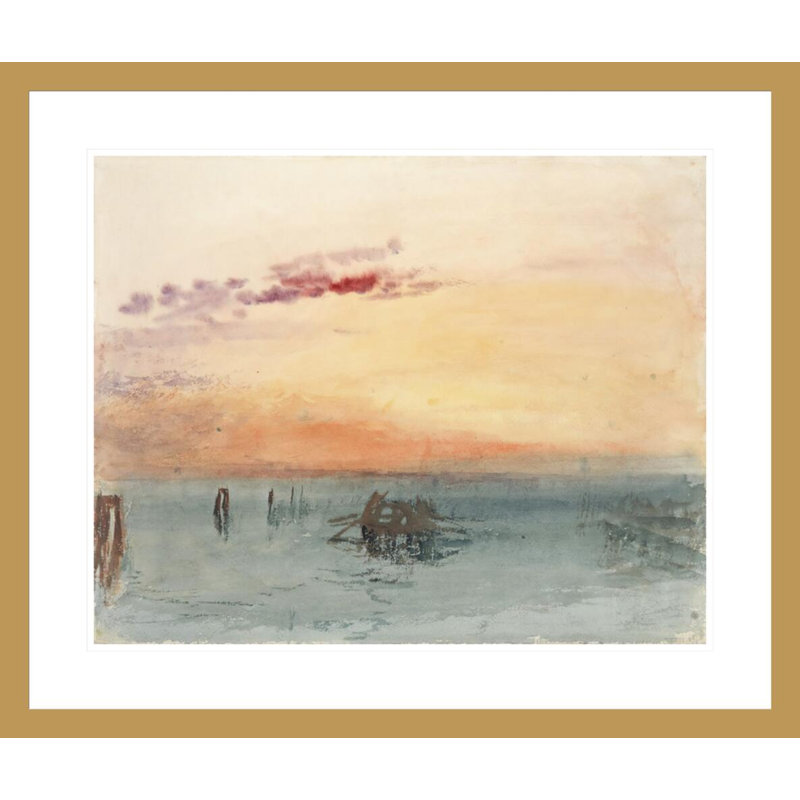 «Venise: vue à travers la lagune au coucher du soleil» par Joseph Mallord William Turner - Impression Giclée sur cadre