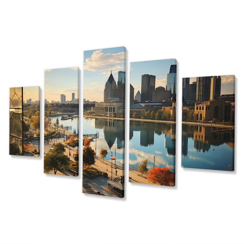 «Detroit Motor City I», reproduction sur toile - 5 panneaux