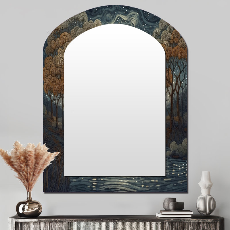 Grand miroir mural bleu et brun Drama of a Stormy Night City - City Art Deco, 43 po x 33 po