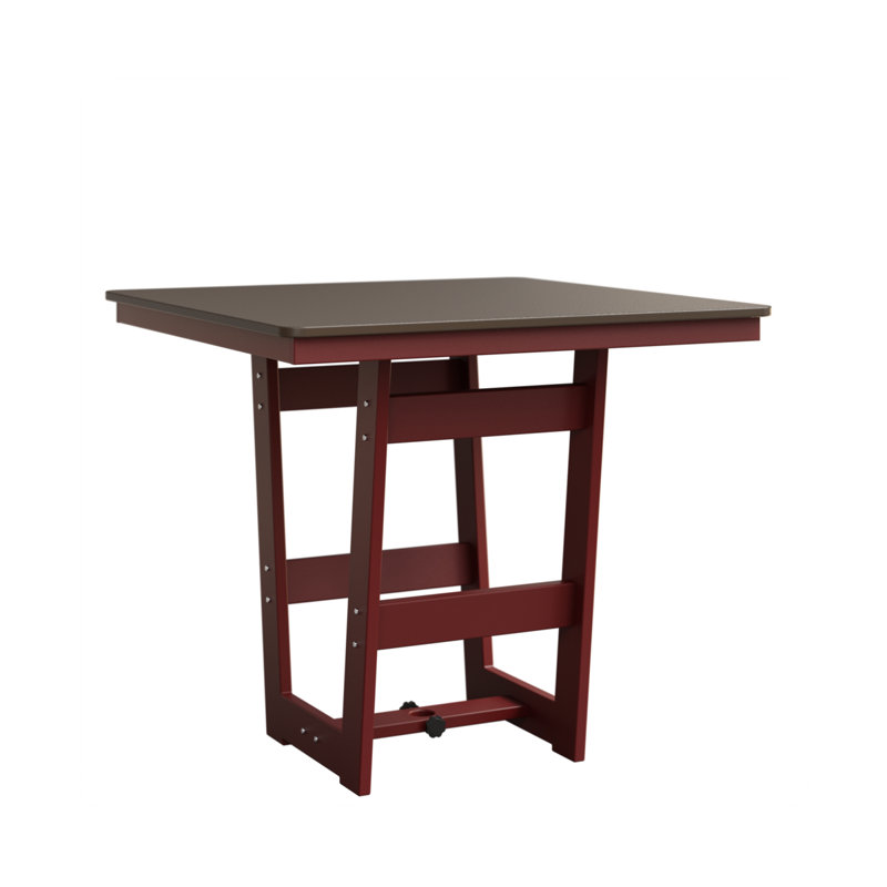 Hudson Outdoor Square Bar Table, Hammered Top Bronze, Red
