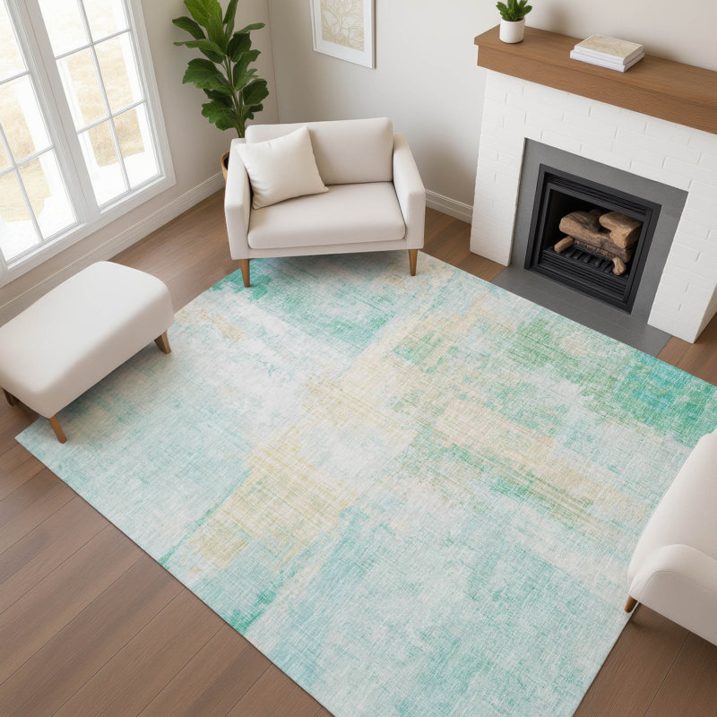 Tapis moderne de qualité supérieure lavable à la machine Bucz AMF1759, Rectangle 10 pi x 14 pi