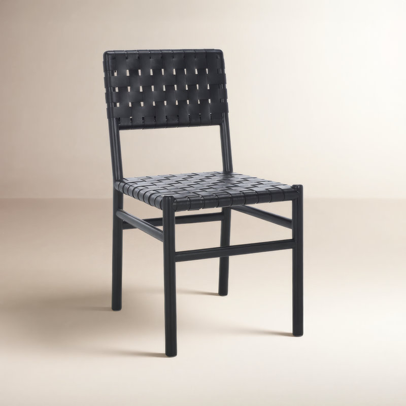 Chaise en cuir Jeremiah, Noir, noir, noir, noir