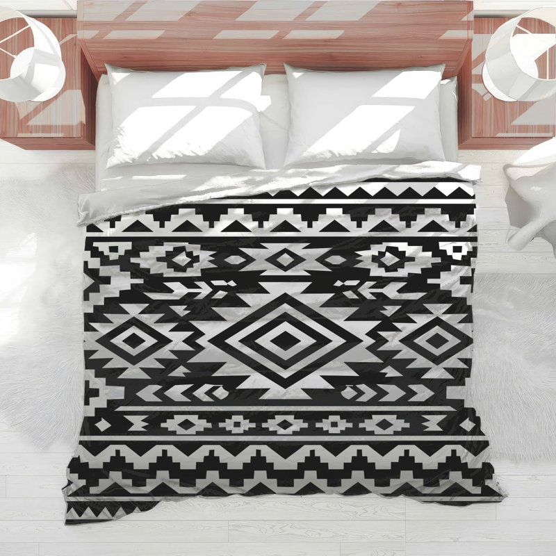 Édredon noir et blanc à motif aztèque, Twin
