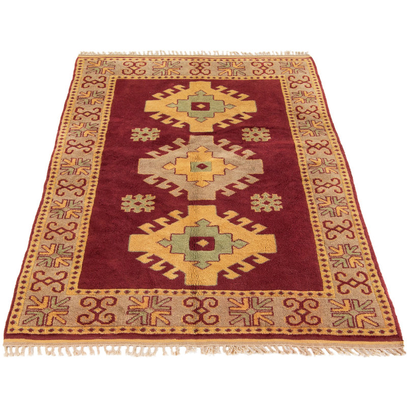 Tapis unique en laine noué à la main beige et beige des années 1980 de 4 pi 9 po x 7 pi 1 po Svartalfheim