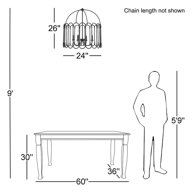 Luminaire suspendu en métal 4 lumières, Noir mat