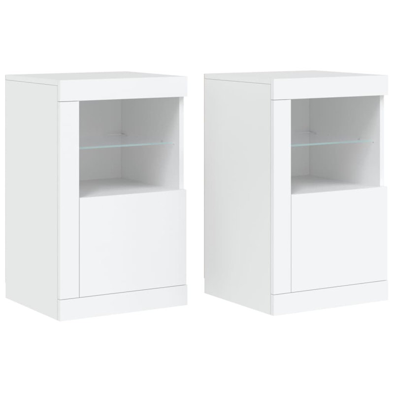Table de bout pour salon en bois d'ingénierie vidaXL avec lumières DEL, Blanc