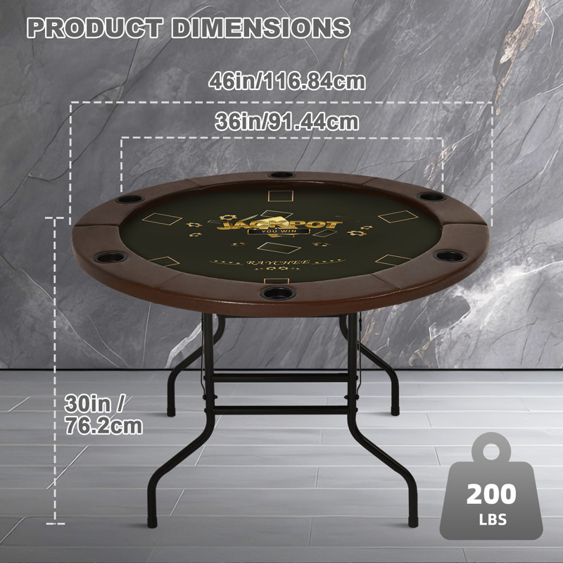 Table de poker ronde pliable Raychee 46 po Texas Holdem, Brun / Noir
