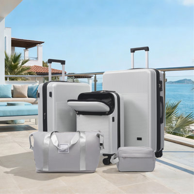 Luggage Sets 5 Piece with Half-opening, Hardside Carry On Suitcase Set with Double Spinner Wheel, Lightweight Travel Luggage with USB Port,TSA Locks